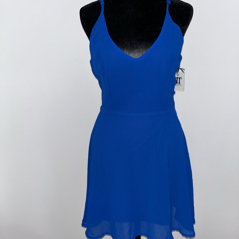 Elegant Blue Backless Dress